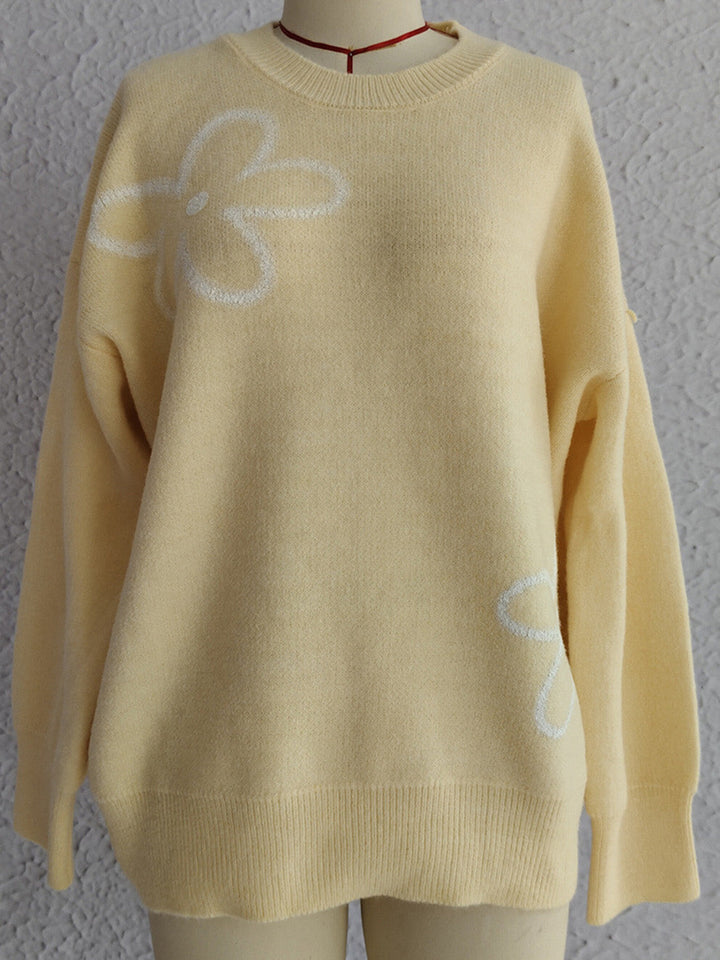 Stilla | Pulli med lange ærmer og rund, blomsteragtig udskæring