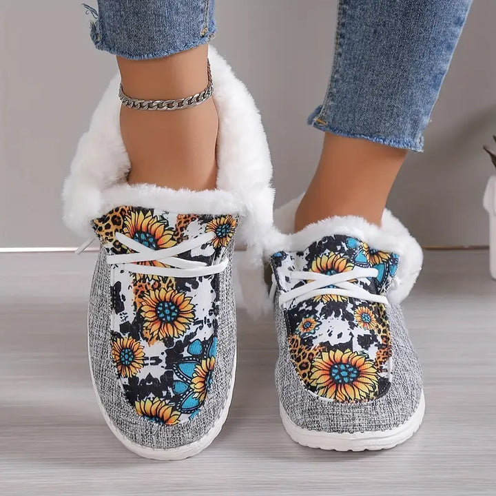 Stilla | Hygge Dame Sneaks Med Solblomst Print