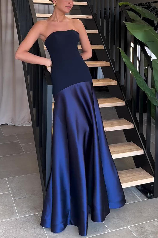Stilla | Elegant Langt Stropkjole Med Bustier Og Vidde Udsvingende Skørt