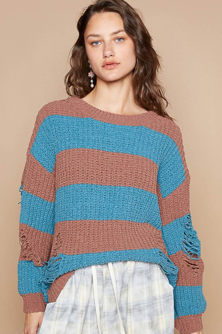 Stilla | Stribet Pullover Med Lange Ærmer I Used Look