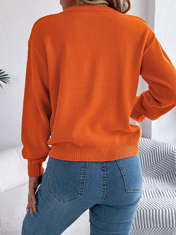 Stilla | Pullover med kontrasterende lange ærmer og rund hals