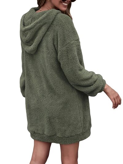 Stilla | Oversize Sweatshirt Med Halv Lynlås Og Faldende Skuldre