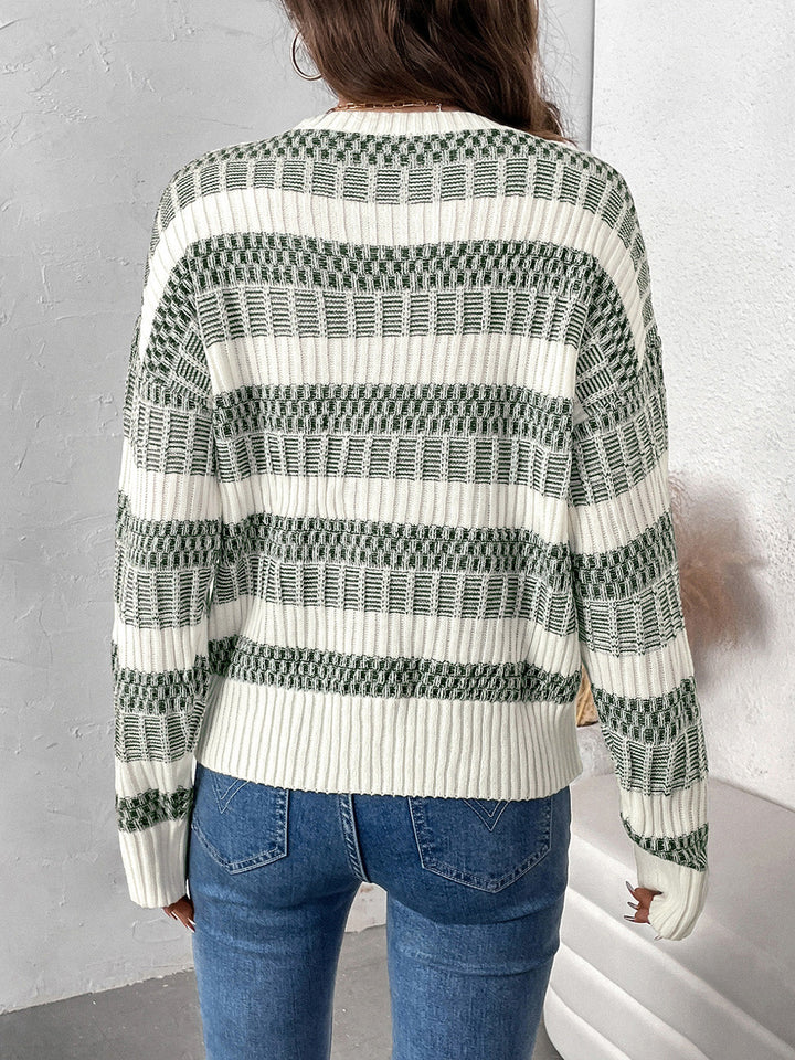 Stilla | Pullover med Rundhalsudskæring og Lange Kontrasterende Ærmer Perfee