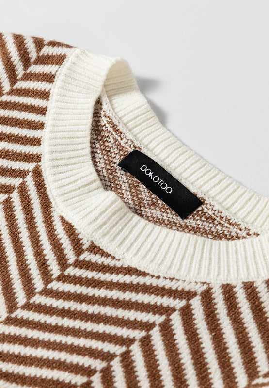 Stilla | Stribet Pullover Med Lange Ærmer og Rund Halsaussnit