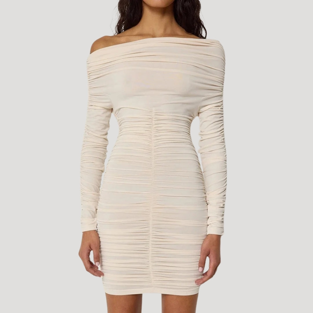 Stilla | Kvinders Off Shoulder Ruched Bodycon Mini Kjole