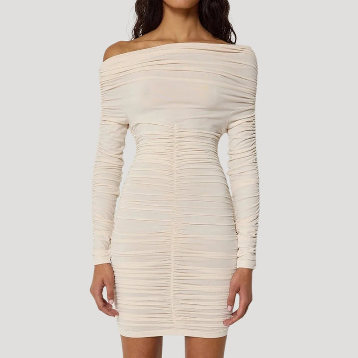 Stilla | Kvinders Off Shoulder Ruched Bodycon Mini Kjole