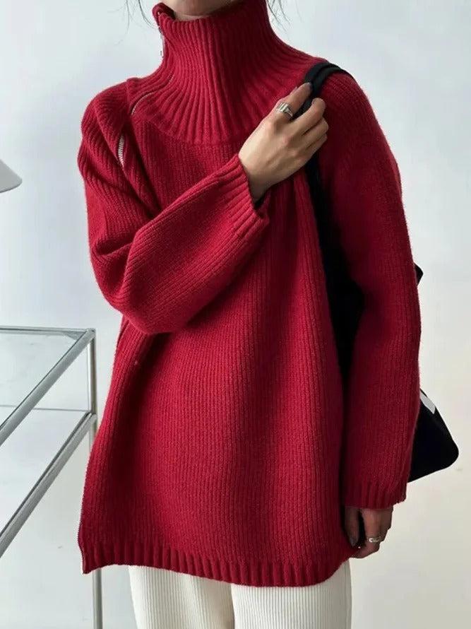Stilla | Pullover Rubinrød Med Ståkrave