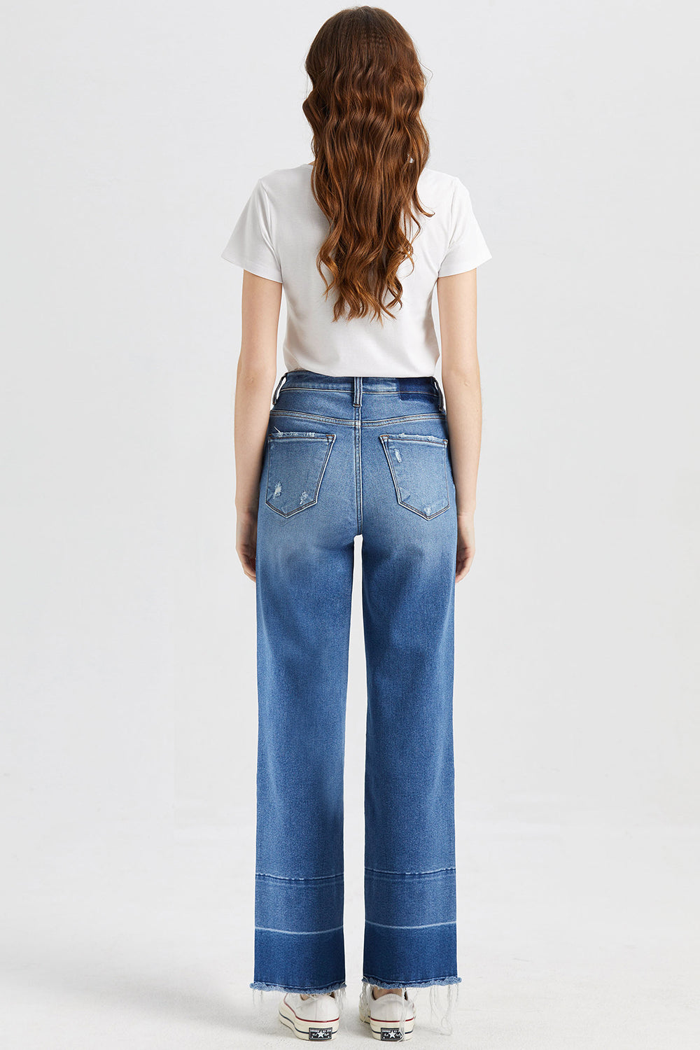 Stilla | Full Size Høj Talje Cat's Whisker Wide Leg Jeans