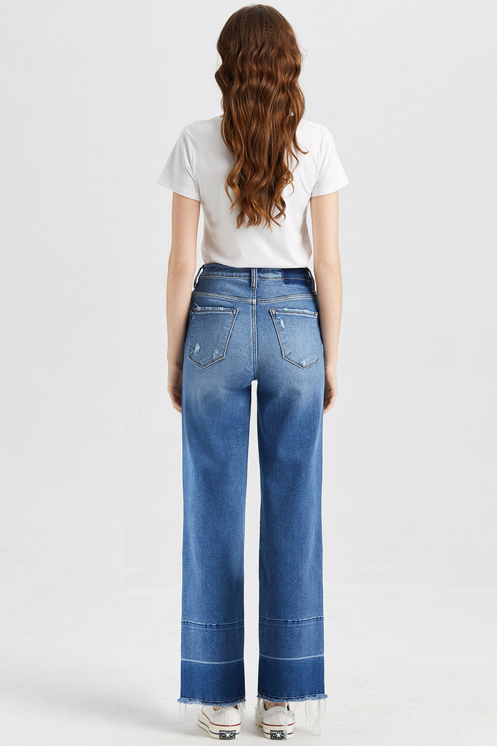 Stilla | Full Size Høj Talje Cat's Whisker Wide Leg Jeans