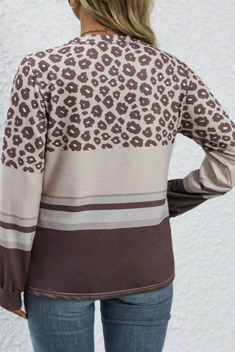 Stilla | Langærmet Leopardtop med Rundhals i Størrelse Plus