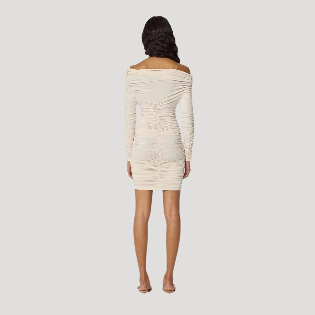 Stilla | Kvinders Off Shoulder Ruched Bodycon Mini Kjole
