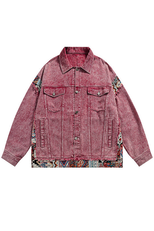 Stilla | Vintage Patchwork Jeansjakke Med Store Lommer