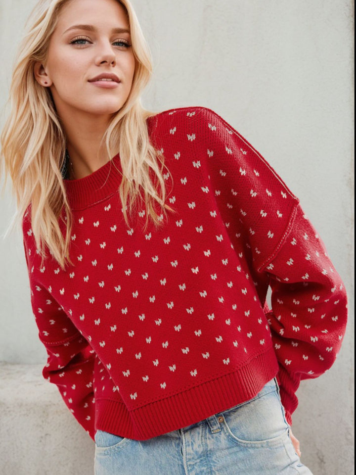 Stilla | Sweatshirt med lange ærmer og split samt rund halsudskæring
