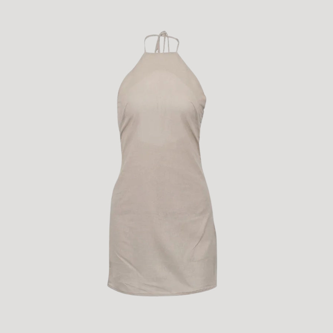Stilla | Kvinders Linned Halterneck Mini Sommerkjole