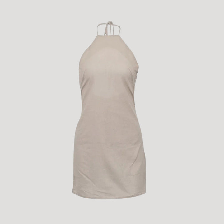Stilla | Kvinders Linned Halterneck Mini Sommerkjole
