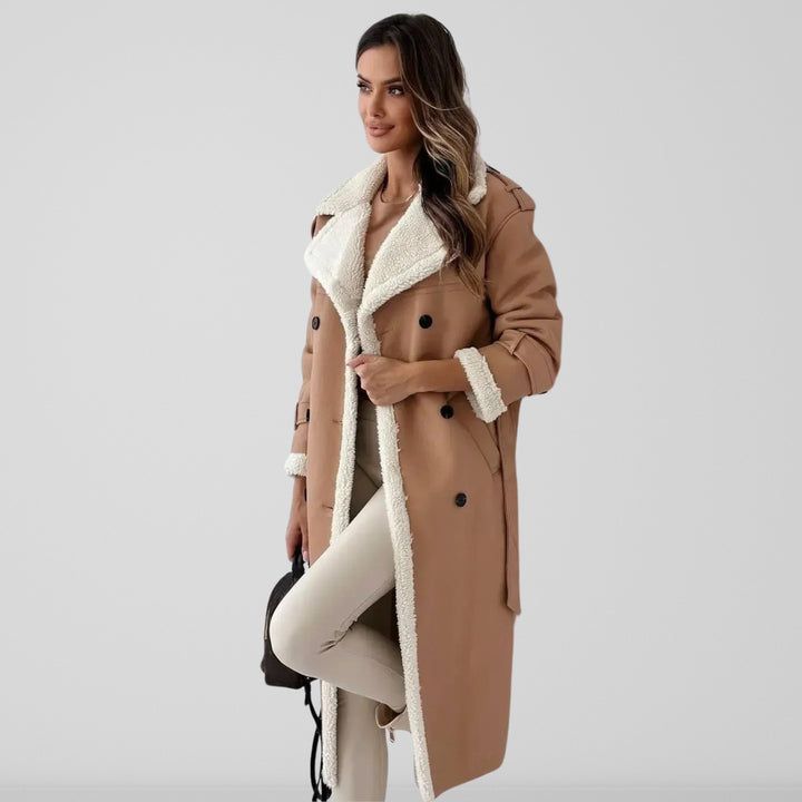 Stilla | Lang trenchcoat Oversized pasform Schaffullsfodret Dobbelt række Bælte