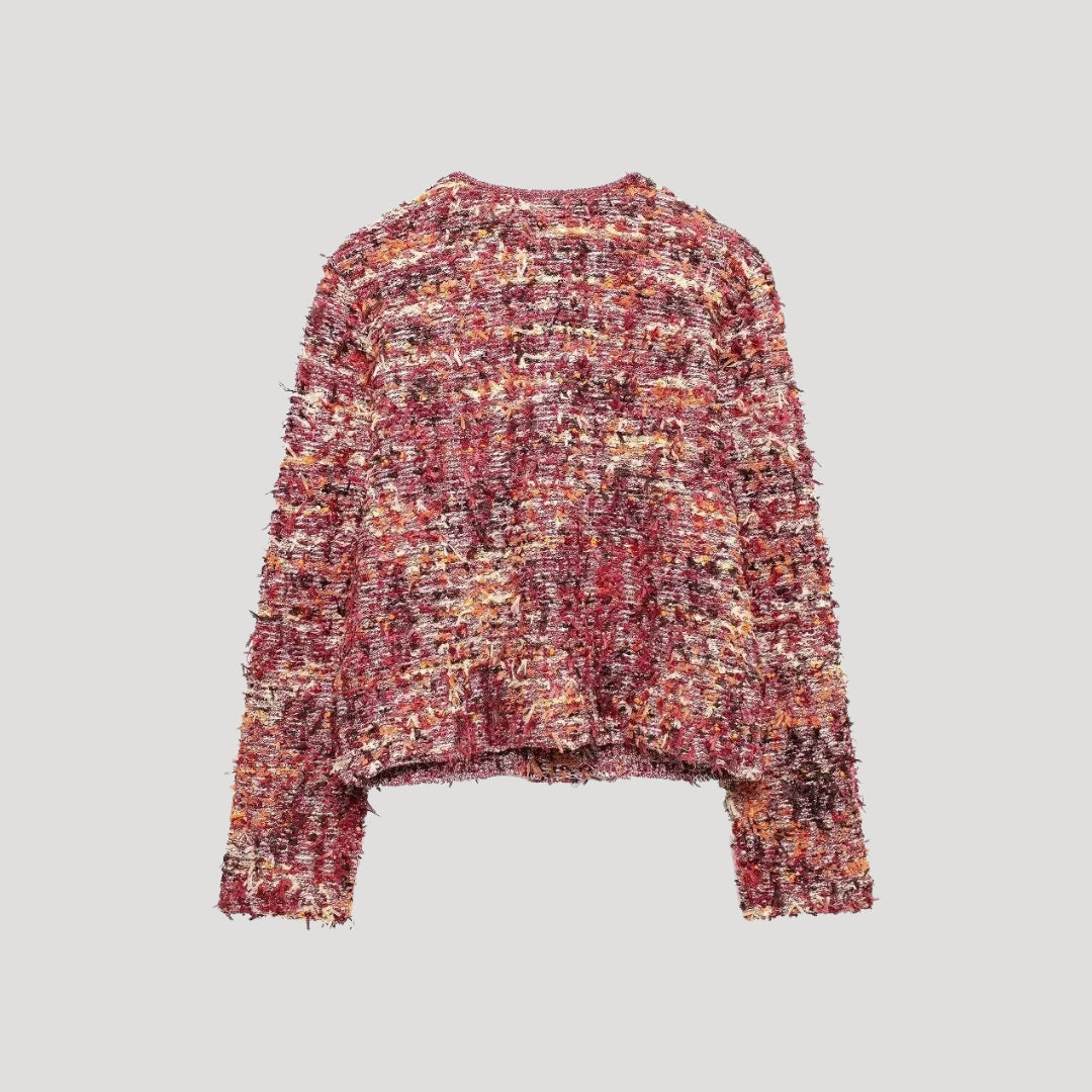 Stilla | Textureret Tweed Cropped Strikketrøje