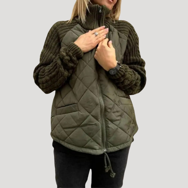 Stilla | Quilted Strikærme Zip up Jakke