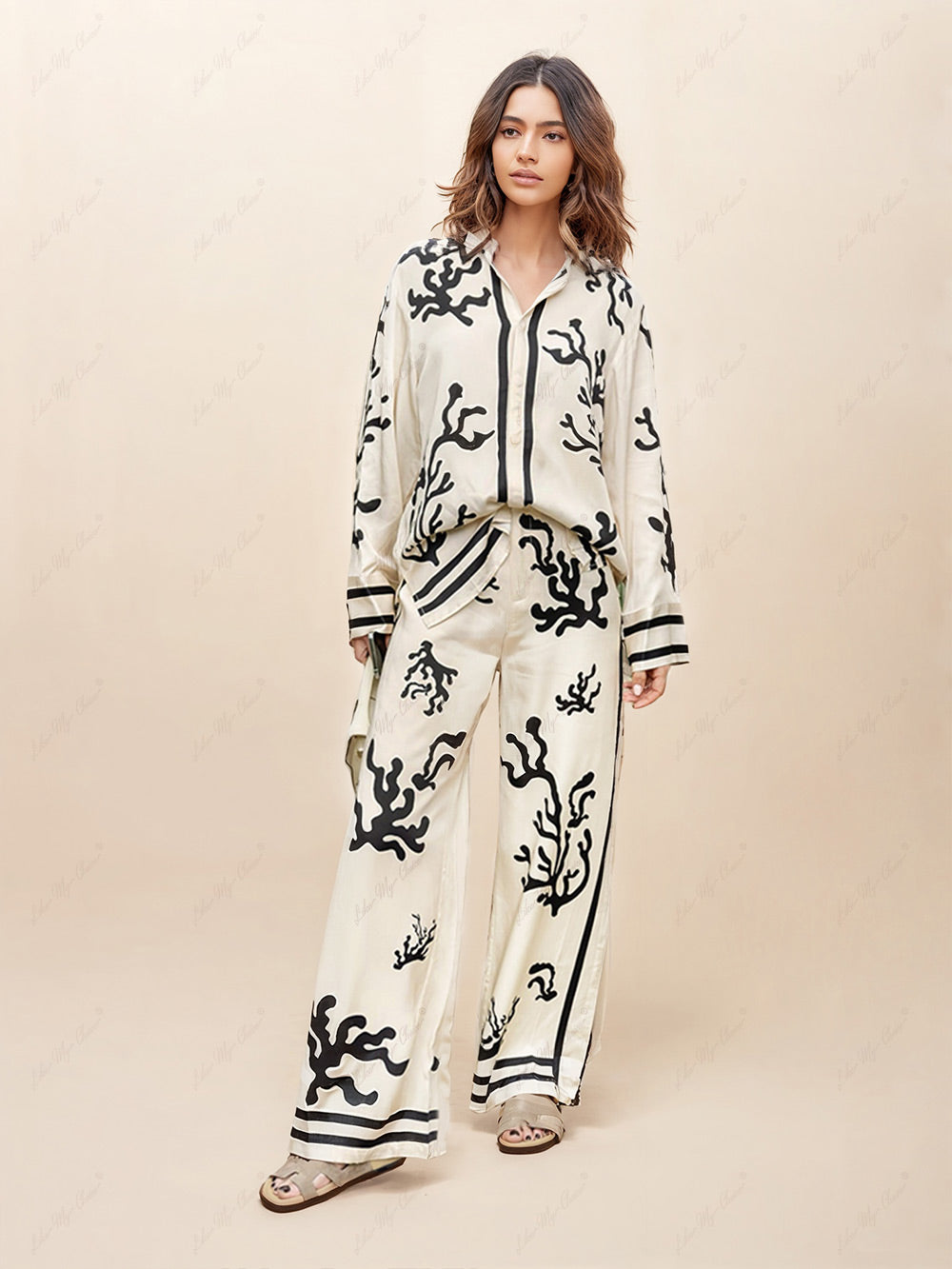 Stilla | Bedruckte Bluse Mit Unsichtbarem Knopfverschluss