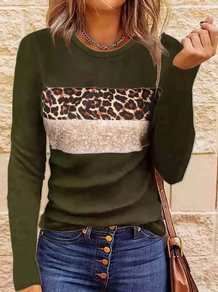 Stilla | Langærmet T-shirt med leopardmønster
