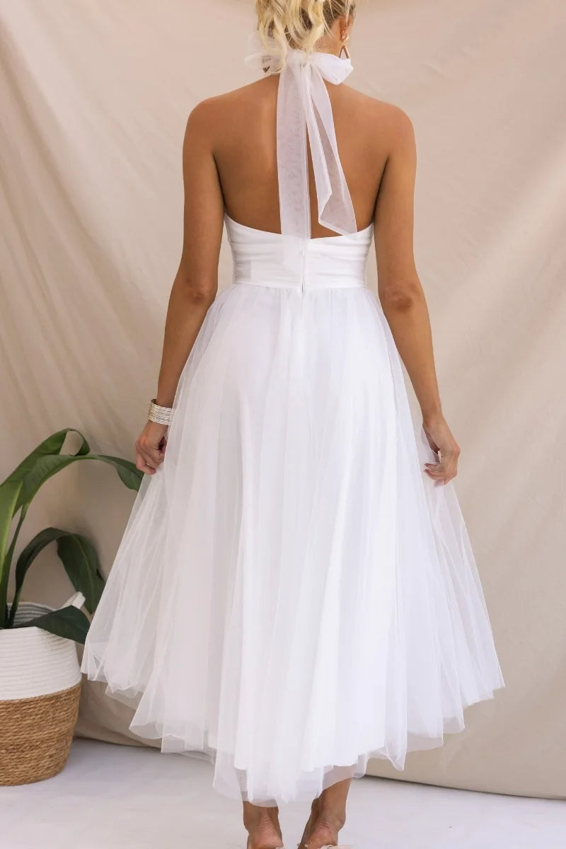 Stilla | Halter Tulle Mid Kjole