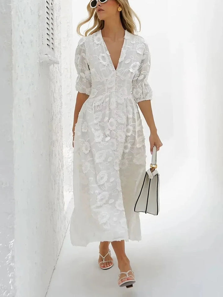 Stilla | Broderet Mid Kjole
