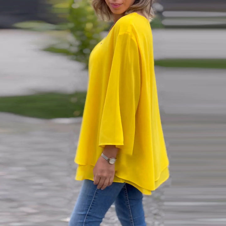 Stilla | V-hals Flydende Lynlåse T-shirt
