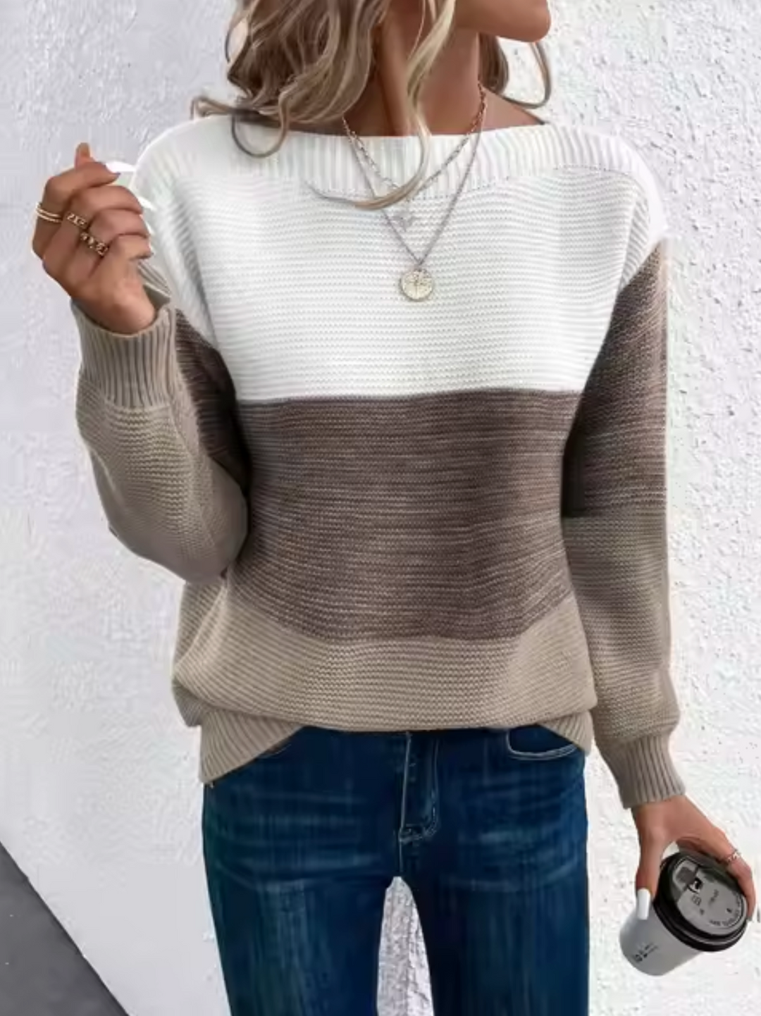 Stilla | Elegant Trefarvet Pullover