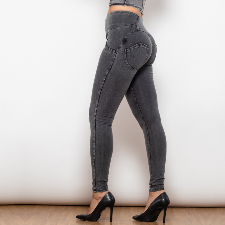 Stilla | Grå Stramme Jeans Med Høj Talje