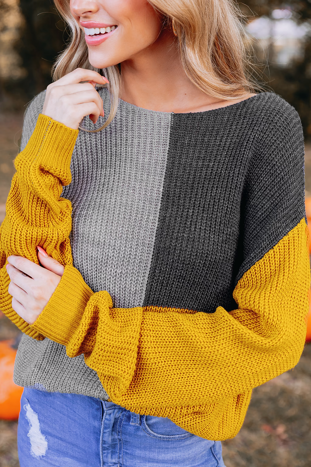 Stilla | Farveblok Pullover Strikpullover