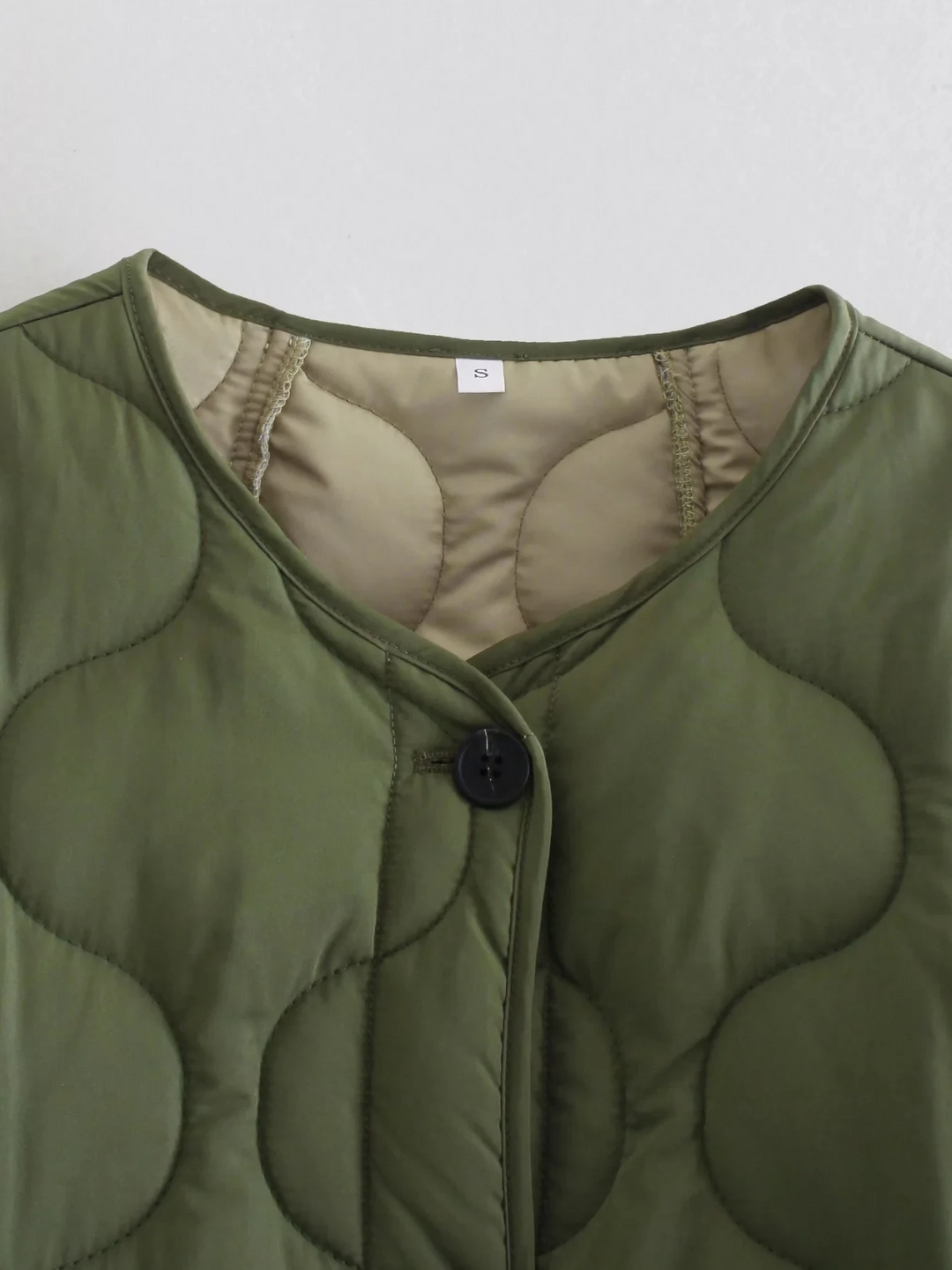 Stilla | Trendy Olivgrøn Oversized Steppjakke til et stilfuldt look Ideel til efterår/vinter