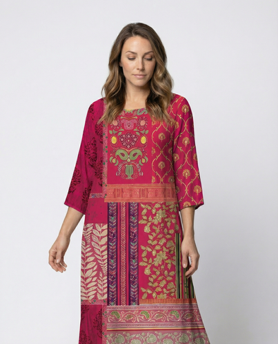 Dame Boho-Kaftan-Kjole med Flydende Stof & Benlukke Skovae