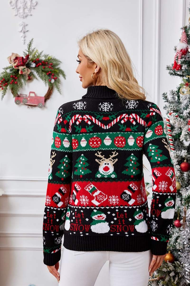 Stilla | Høj Hals Jul Snemand Broderi Pullover