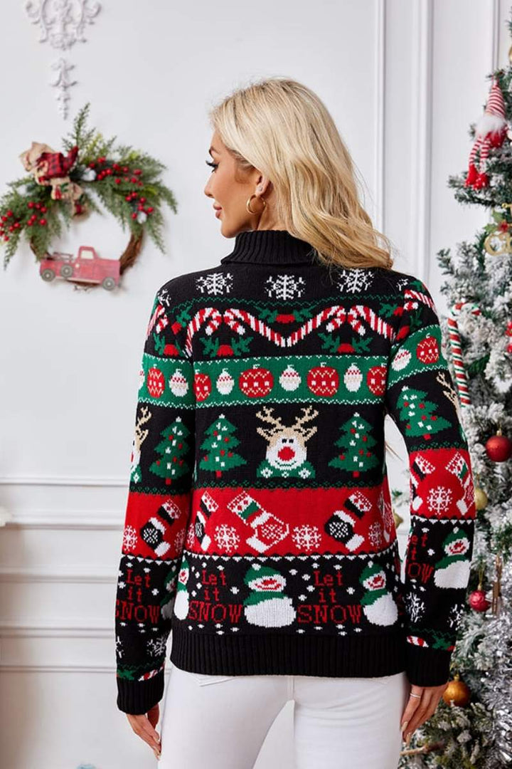 Stilla | Høj Hals Jul Snemand Broderi Pullover