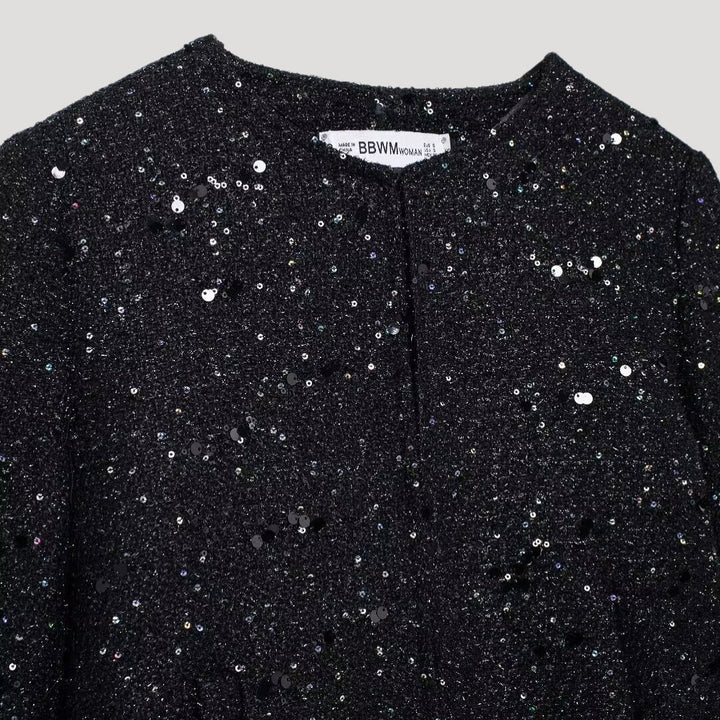 Stilla | Kvinder Glitrende Cropped Strikketrøje
