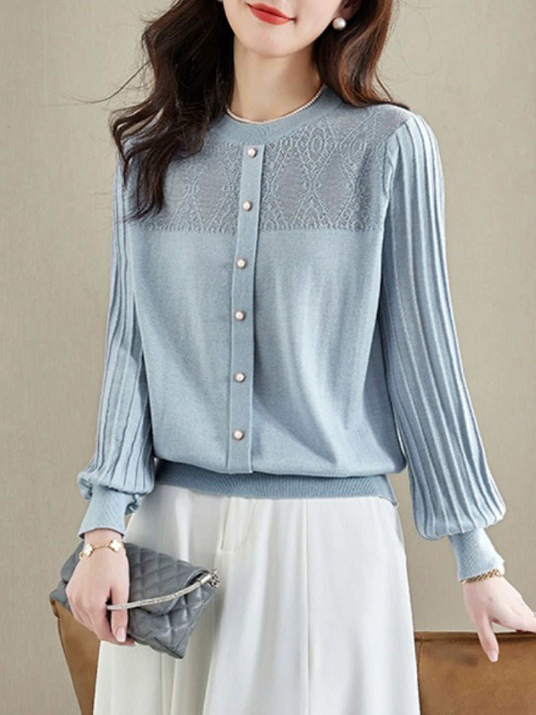 Stilla | Bluse Langærmet Rund Hals Bluse