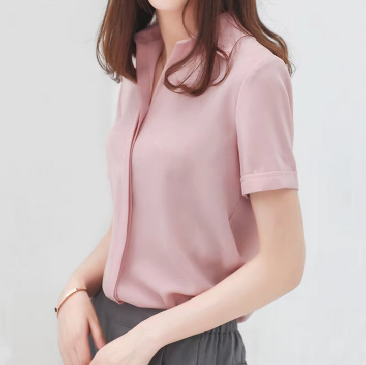Stilla | Chiffon Bluse Med Lange Ærmer