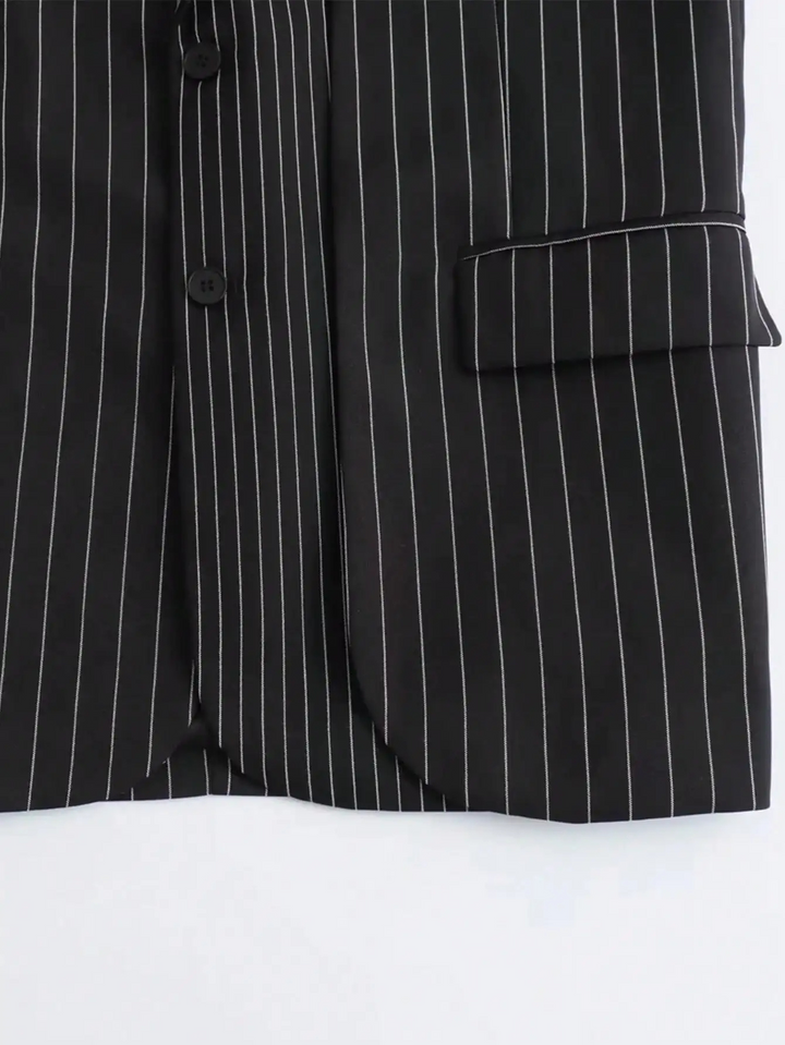 Stilla | Dame Blazer Stribet Med Knaplukning På Anklen