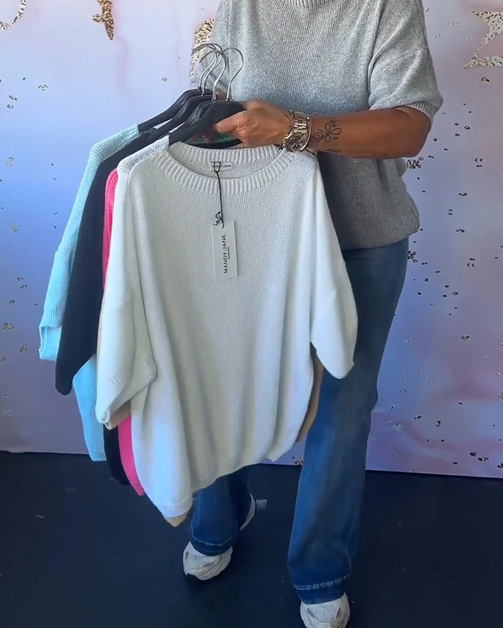 Stilla | Casual Løs Pullover med Rund Halsudskæring og Ensfarvet