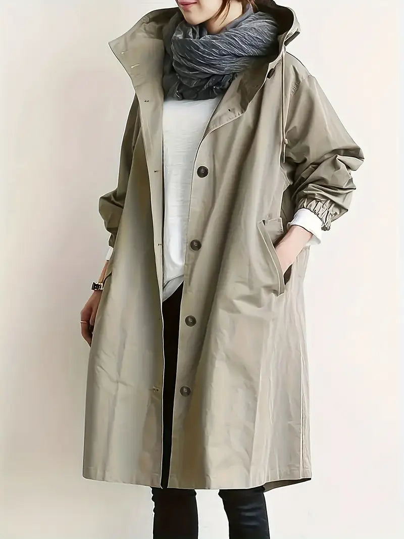 Stilla | Elegant Trench Store Størrelser. Klassisk, Forlænget Bælte Taljen