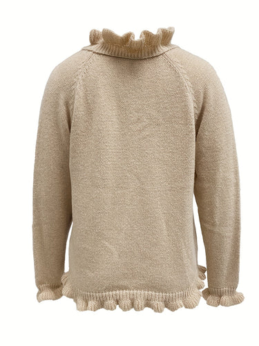 Stilla | V-udskæring Pullover Med Knapprydet Flæsekant