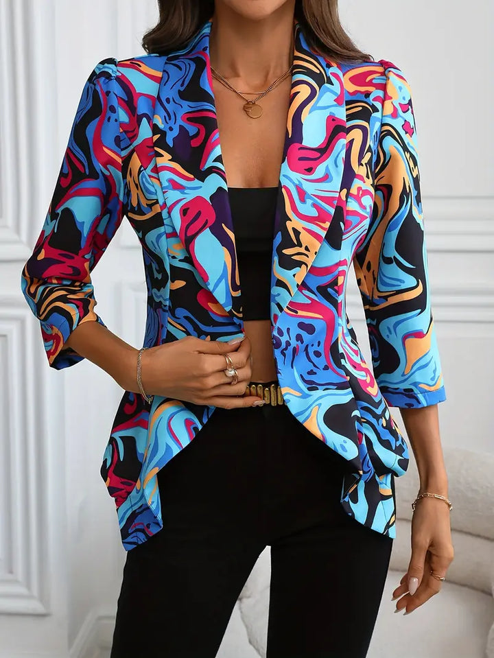 Stilla | Blazer med Livlig Abstrakttryk