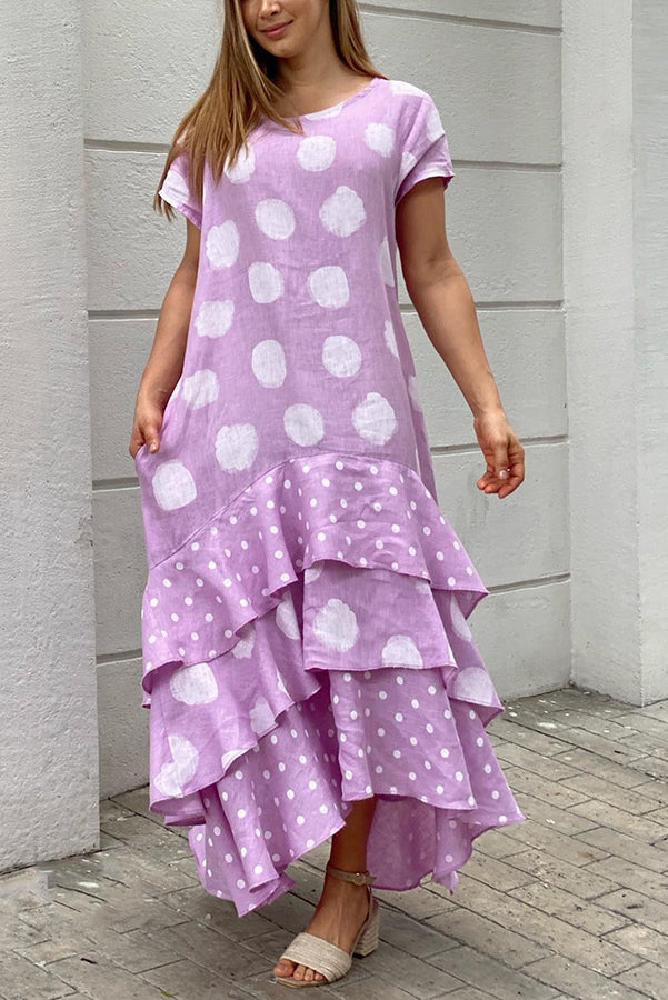 Stilla | Flowy Polka Dots Lomme Lagdelt A-linje Maxi Kjole