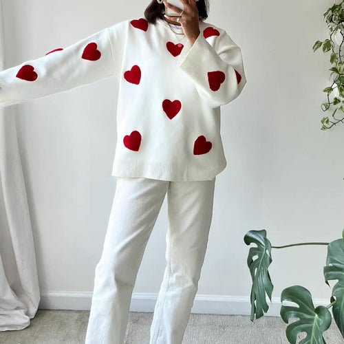 Stilla | Pullover Dame Af Strik Med Broderet Hjerte