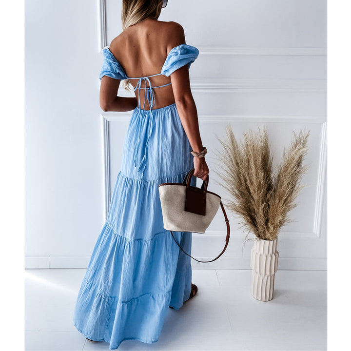 Stilla | Lækkert sommermode Boho strand rygfri spaghetti rem maxikjole elegant