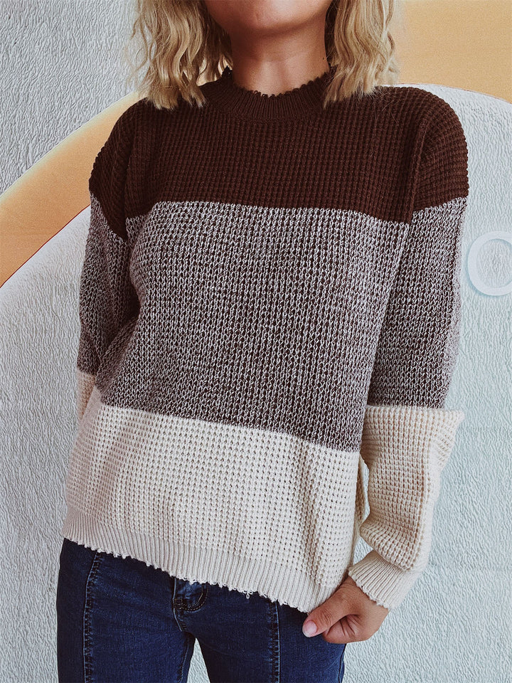 Stilla | Pullover med lange ærmer og farveblok design