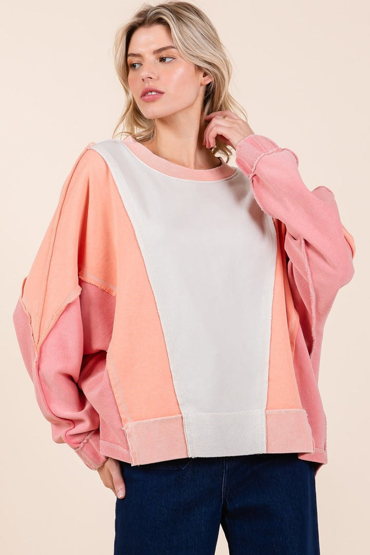 Stilla | Sweatshirt med Farveblokeret Mineralvask Mittoshop