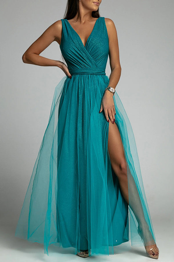 Stilla | It's My Day Light Tulle Slid Maxi Kjole
