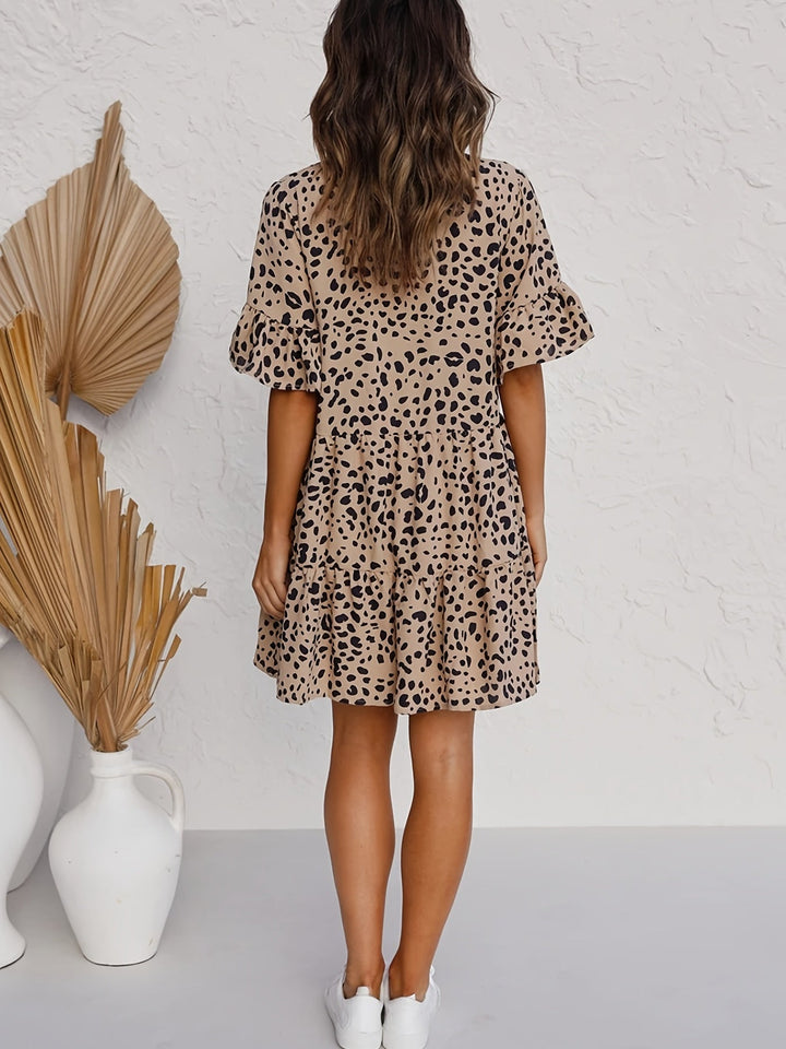 Stilla | Lagdelt Kjole Med Leopardprint