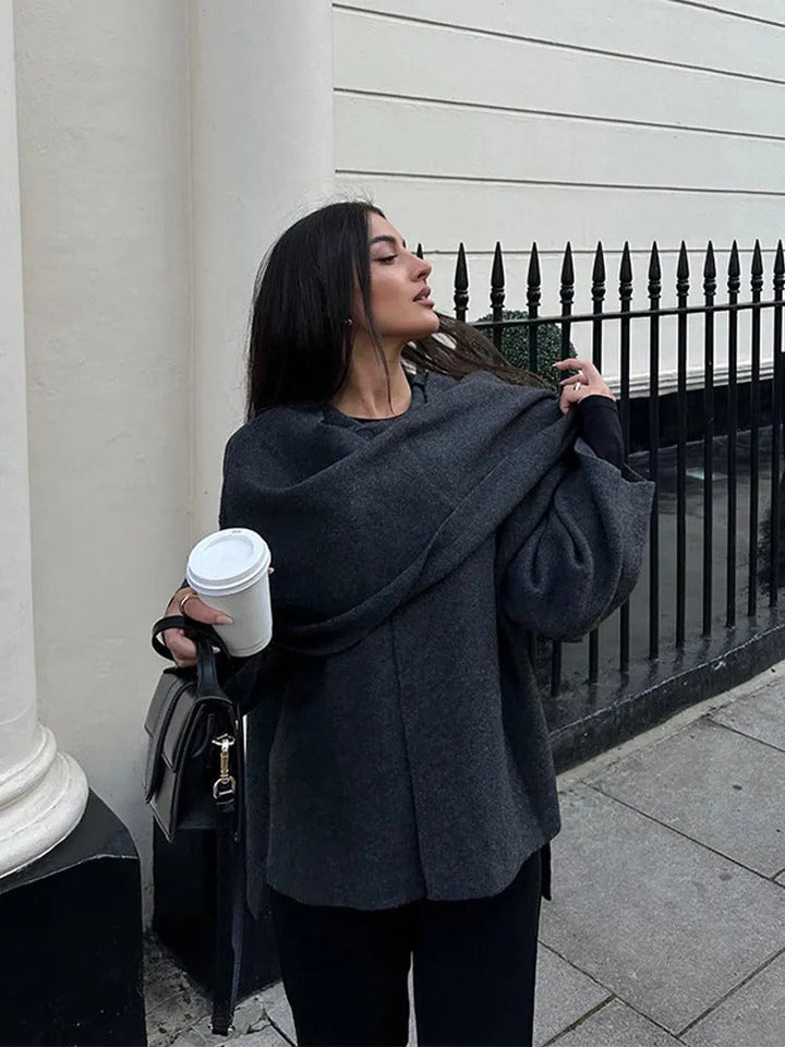 Stilla | Elegant Uld Trenchcoat Med Tørklæde Sæt